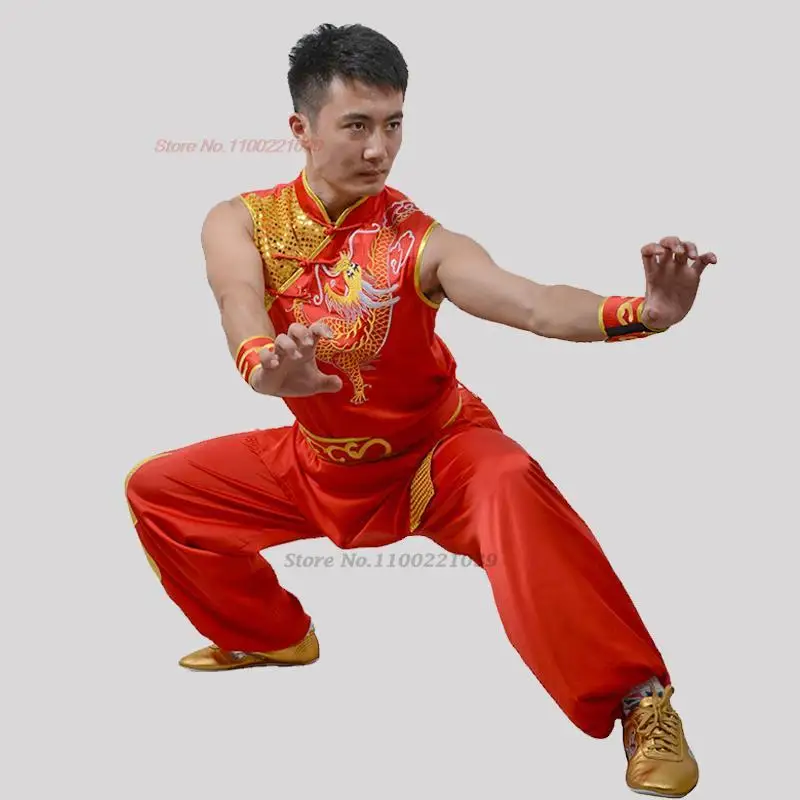 Traditional Chinese Vintage Set National Dragon Embroidery Kung Fu Wushu Set Taiji Uniform Martial Arts Performance Clothes tai chi clothing,chinese traditional costume