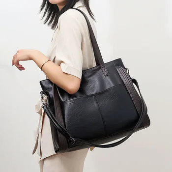 Nuove Grandi Borse a Spalla Nere per Donne, Borsa Shopper Grande di Alta Qualità in Morbida Pelle, Borsa a Tracolla da Viaggio per Signore