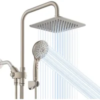 Dual Shower Head Combo, Brushed Nickel 8'' High Pressure Rain/Rainfall Shower Head,5 Settings Adjustable Handheld Showers 1