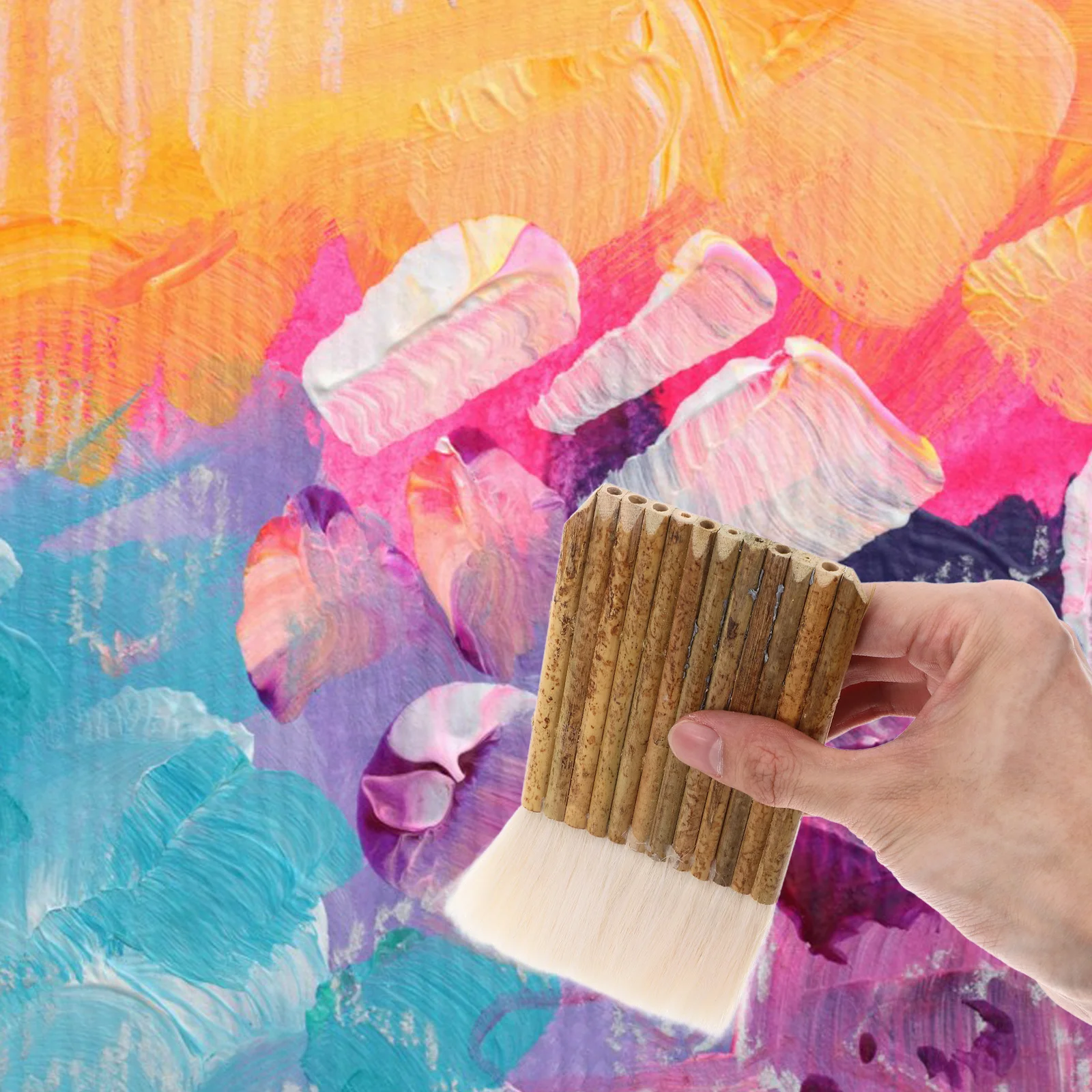 2 Pcs Bamboo Tube Soft Bristle Brush Painting Sheep Hair Hake Wool for Watercolor Pottery Brushes 4