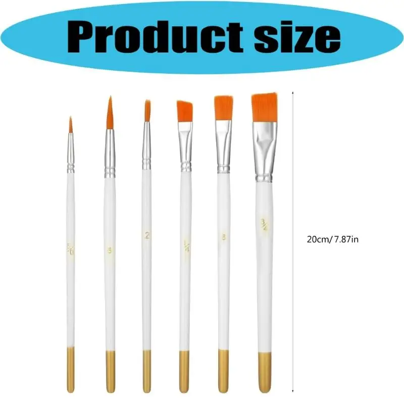 Y1UD 6Pcs 케이크 장식 브러시(스테인레스 스틸 핀셋 포함) 베이킹 퐁당용