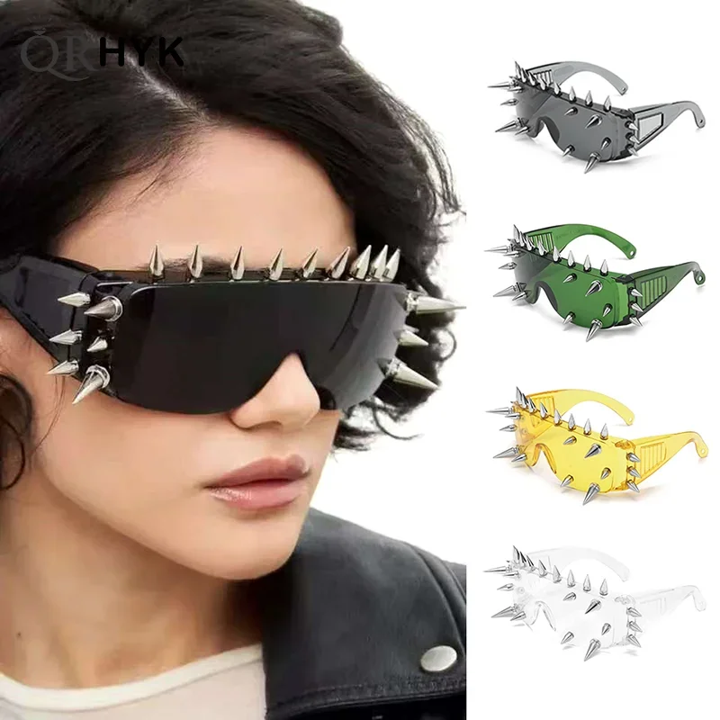 Neuheit Punk Brille Rock Large Shield Spike Fashion Weird Club Sonnenbrille Lustige Partybrille