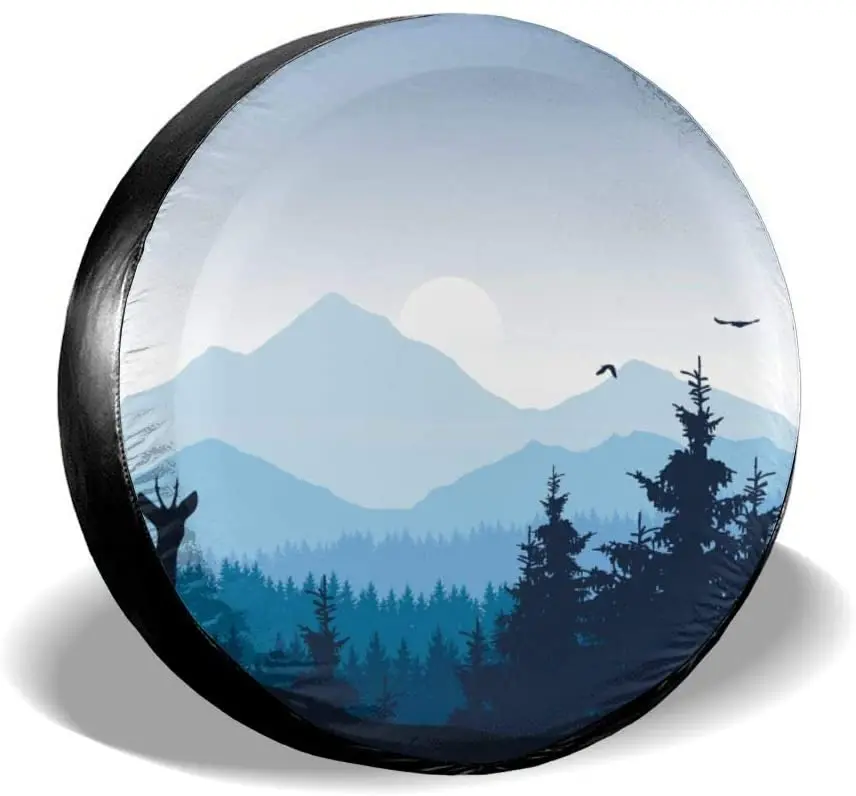 

smartgood Realistic Mountain Landscape Forest Nature Abstract Spare Wheel Tire Cover Waterproof Dust-Proof Universa