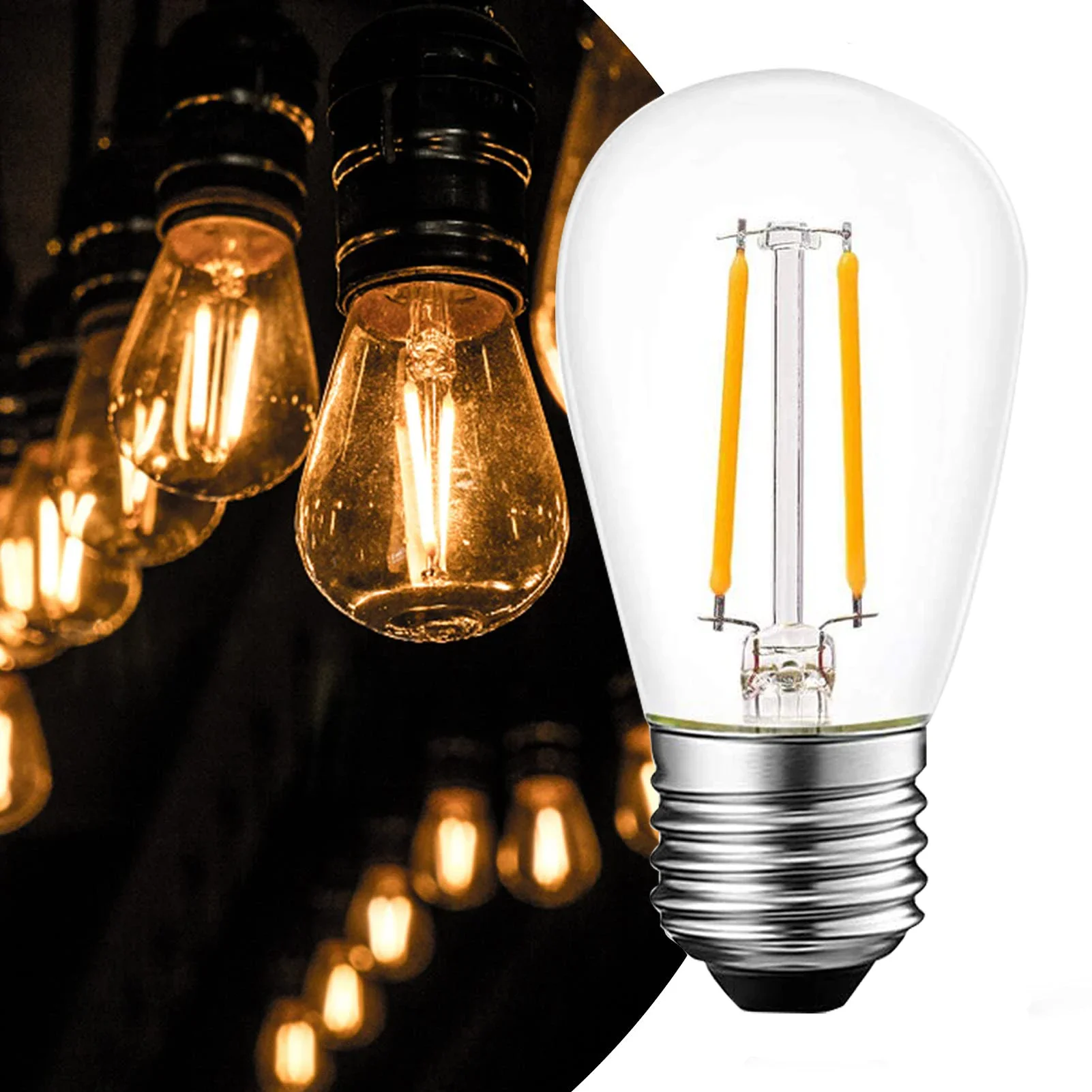 Bombillas LED E27 Edison - 2W, 465 Lúmenes, Equivalente A 40W Incandescente, Blanco Cálido 2700K, Pack De 2 Unidades, Eficiencia Energética A