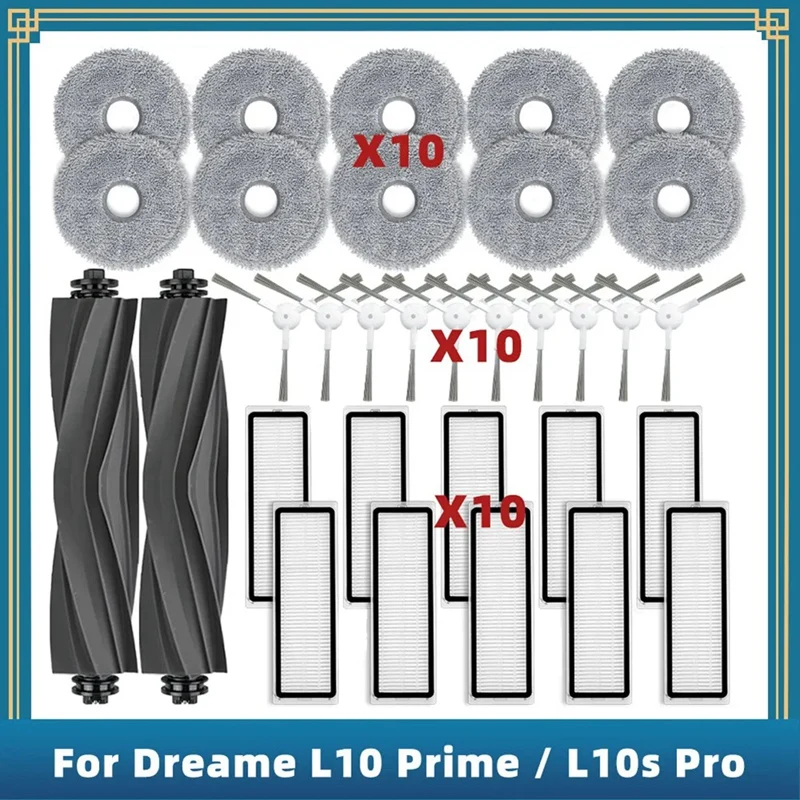 

PROMOTION!32PCS For Dreame Bot L10 Prime / L10S Pro Vacuum Cleaner Spare Parts Accessories Main Side Brush Hepa Filter Mop Cloth