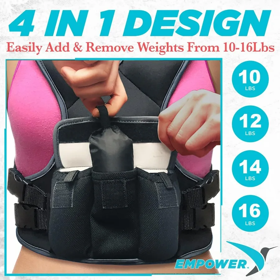 Weighted Walking Vest for Women with Reflective Strips – Adjustable10-16lbs (4 in 1), Strengthen Muscles, Boost Bone Health, and