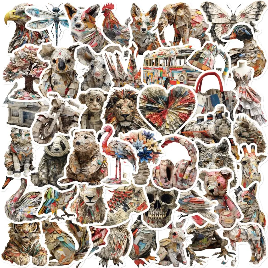 

10/50PCS Newspaper Plastic Stickers DIY Laptop Luggage Notebook Phone Car Scrapbook Water Bottle Bike Kids Waterproof Sticker