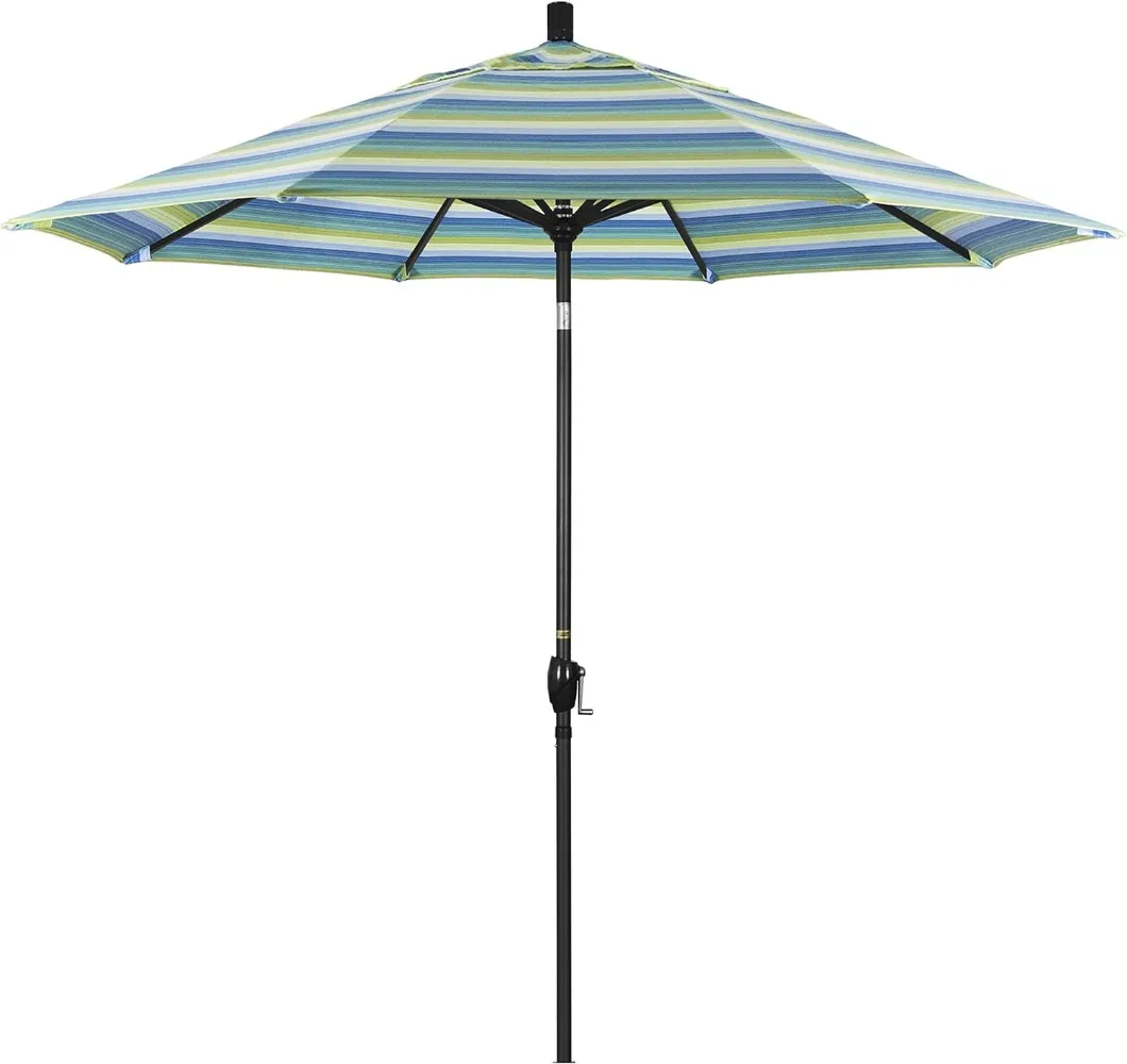 Outdoor umbrella Series Aluminum Patio Umbrella, Crank Lift, Push Button, Black Finish.