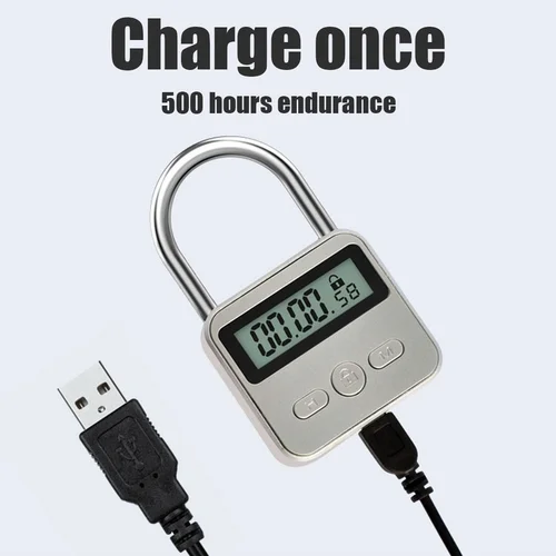 LCD 디스플레이 스마트 시간 잠금 다기능 여행 전자 타이머, 방수 USB 충전식 임시 타이머 자물쇠 5