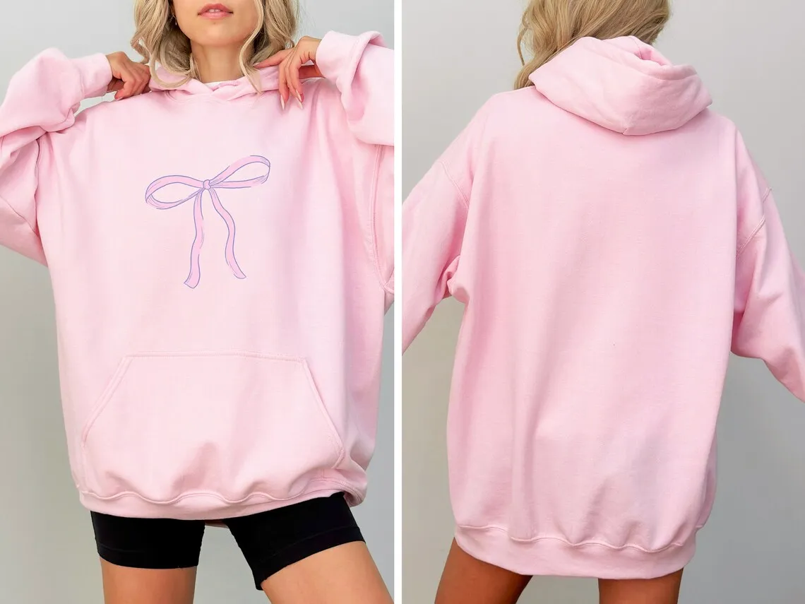 alpha xi delta sweatshirt trendy cherry sorority sweatshirt crewneck alpha xi cherry sorority sweatshirts girly soft pullover Pink Ribbon Bow Sweatshirt Y2k Coquette Crewneck Pullover Top Unisex Trendy Cute Aesthetic Girly Hoodie Winter Women Clothes