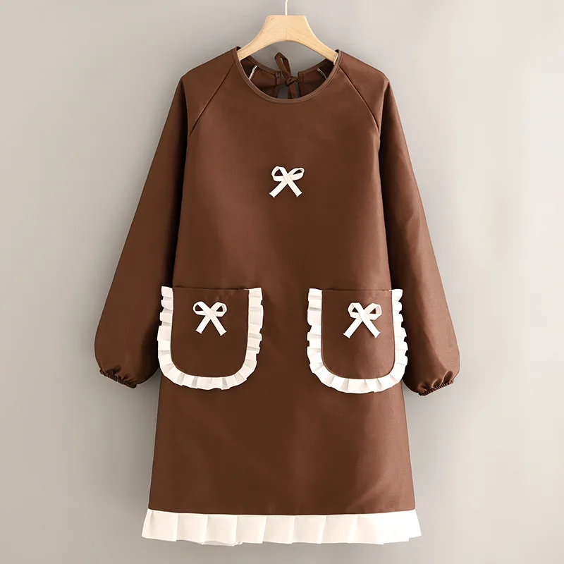Fashionable Long-sleeved Women's Home Kitchen Anti-fouling Breathable Cooking Wear-resistant Blouse and Stylish Apron