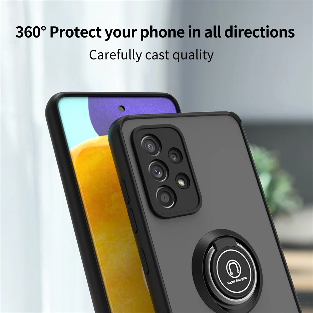 Magnetic Matte Shockproof Ring Holder Case - Enhanced Protection