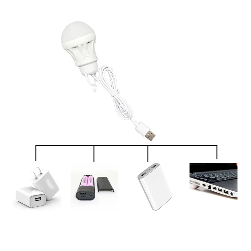 USB Light Bulb LED Portable Camping Light Mini Bulb 5V Power Book With Switch Button Student Study Table Lamp Bright
