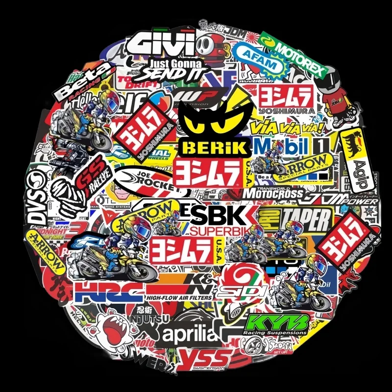 Waterproof Stickers, Motorcycle Stickers, Custom Stickers 40/80 PCS Random Motorcycle Luggage Helmet Moto For Yamaha Honda Kawasaki Racing Brand DIY PVC Decals