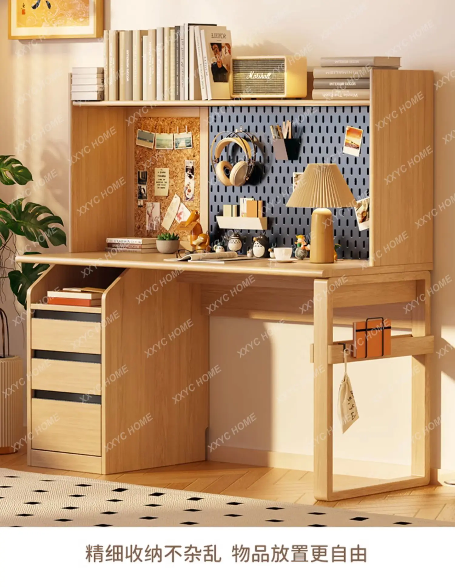 Solid Wood Desk Bookshelf Computer Desk Study Table Home Desk