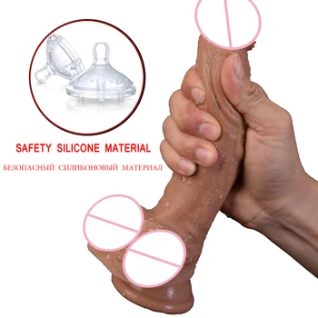 Realistic Dildo Skin Feeling Huge Penis Double Layer Silicone Dildos with Suction Cup for Women Masturbation Lesbain Sex Toy 3