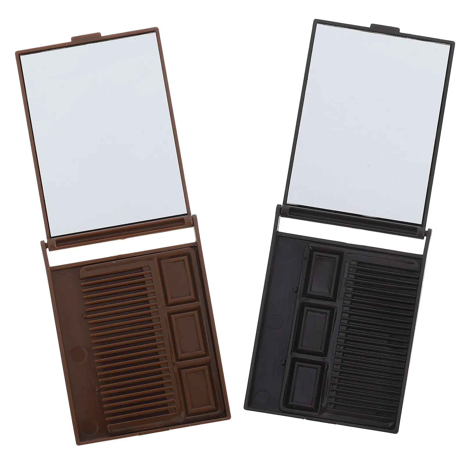 2Pcs 세련된 초콜릿 디자인 미니 메이크업 거울 휴대용 포켓 거울 투명 반사 표면 여성 패션 액세서리