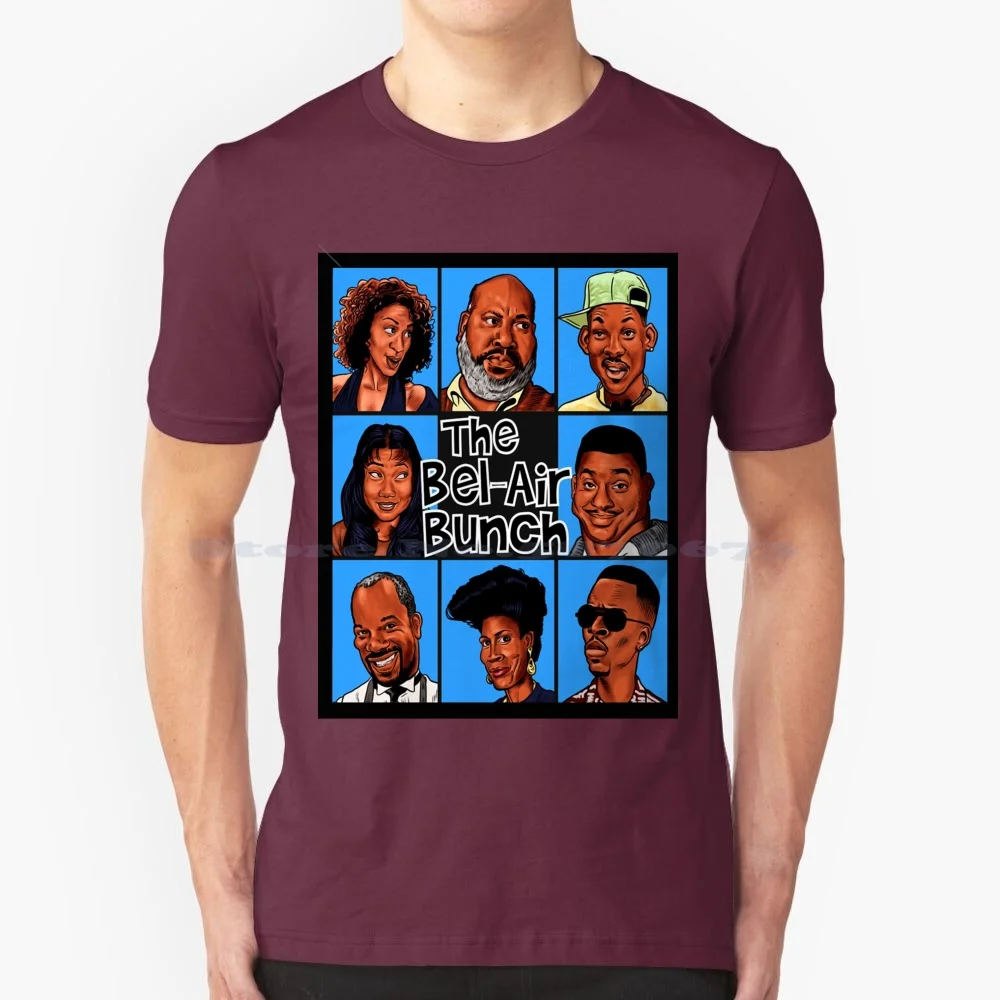 Fresh Prince Of Bel-Air / Brady Bunch Style Parody Art T Shirt 100% Cotone Tee Will Smith Beautiful Air The Fresh Prince Of Bel
