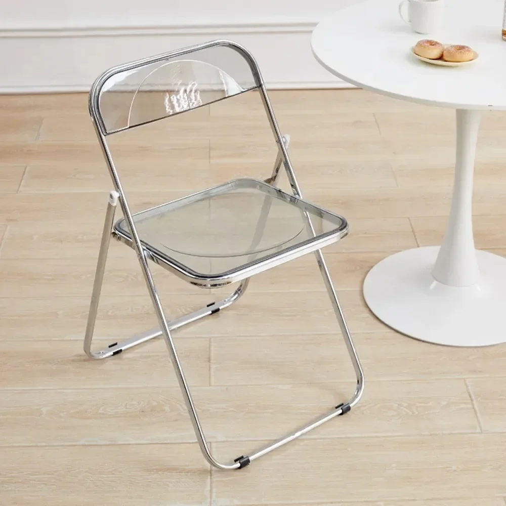 Folding Chair Transparent Acrylic Simple Design North Europe Style for Household Outdoor Graden Living Room