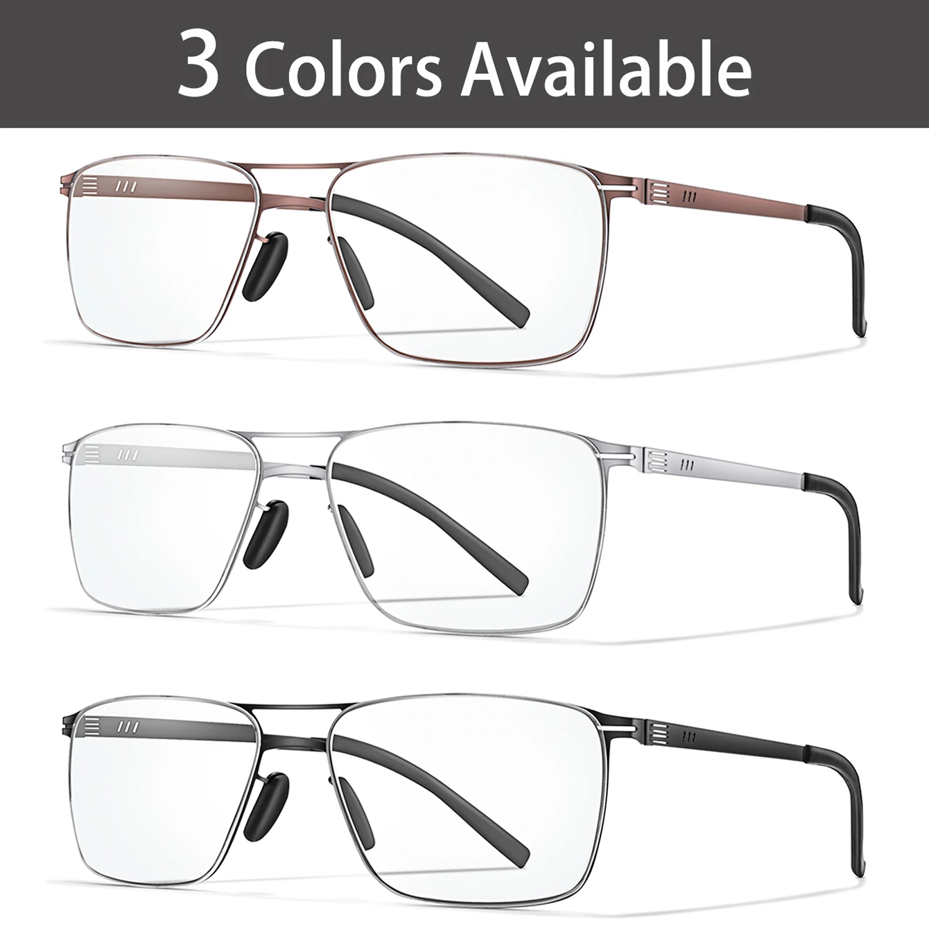 Fashion Rectangular Metal-Frame Glasses daily wear