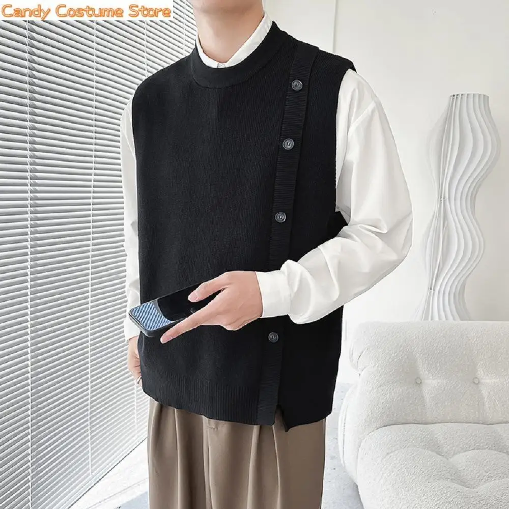 

Men Knitwear Vest Cardigan Jacket All-Match Boutique Clothing Simple Stylespring New Light Luxury Fashion Sweater Vest