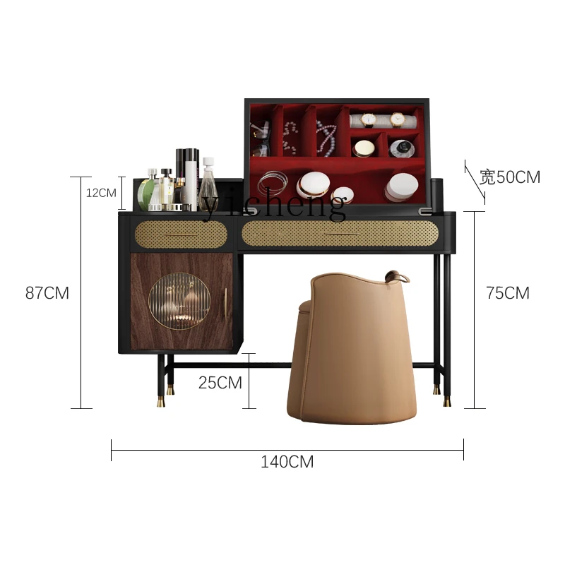 

Zk -Style Light Luxury Dressing Table Bedroom High-Grade Makeup Mirror Simple Small Apartment Flip Solid Wood