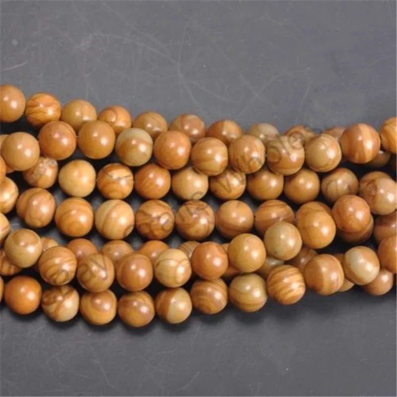 

Woodgrain Jasper Loose Beads Natural Gemstone Smooth Round for Jewelry Making