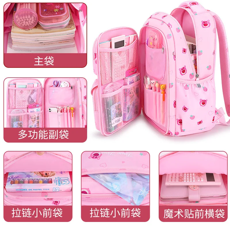 Disney Tsum School Bags For Girls Grade 3-6 Middle Primary Student Shoulder Orthopedic Backpack Large Capacity Kids Gift Mochila