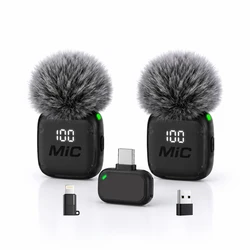 Compact Wireless Clip - On Microphone with Smart Noise Reduction and Extended Battery Life for Streaming, Podcasts, and Vlogs (Black - 1to2)