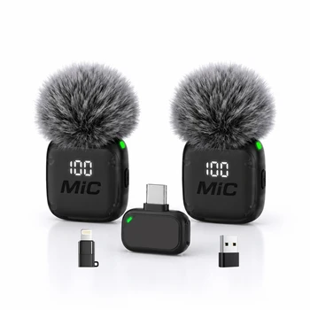 Microfono Wireless Clip-On Mini, Riduzione Intelligente del Rumore, Lunga Durata della Batteria, Perfetto per Streaming Live, Podcast e Vlog.