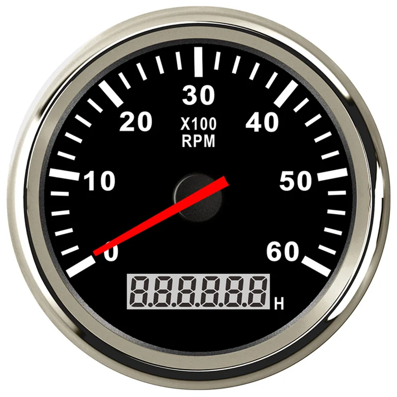 

Free Shipping 85mm Auto Tachometers Red Backlight 0-6000RPM Boat Rev Counters White Revolution Meters with Hourmeters 9-32vdc