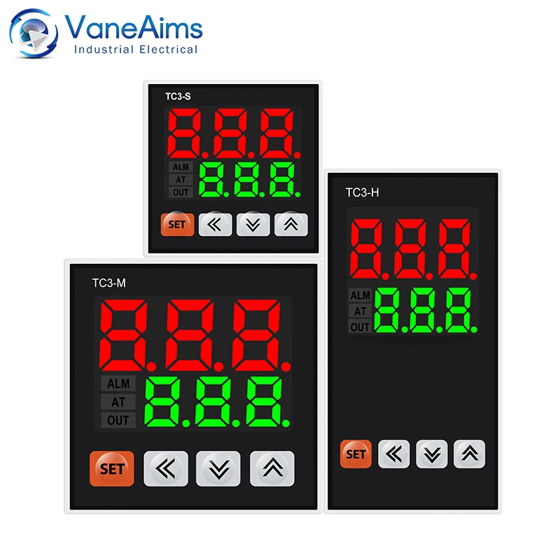จอแสดงผลสามหลัก Thermostat TC3S TC3H TC3M PID Temperature Controller SSR รีเลย์เอาต์พุต Universal อินพุต Thermoregulator 0-999 ℃ 1