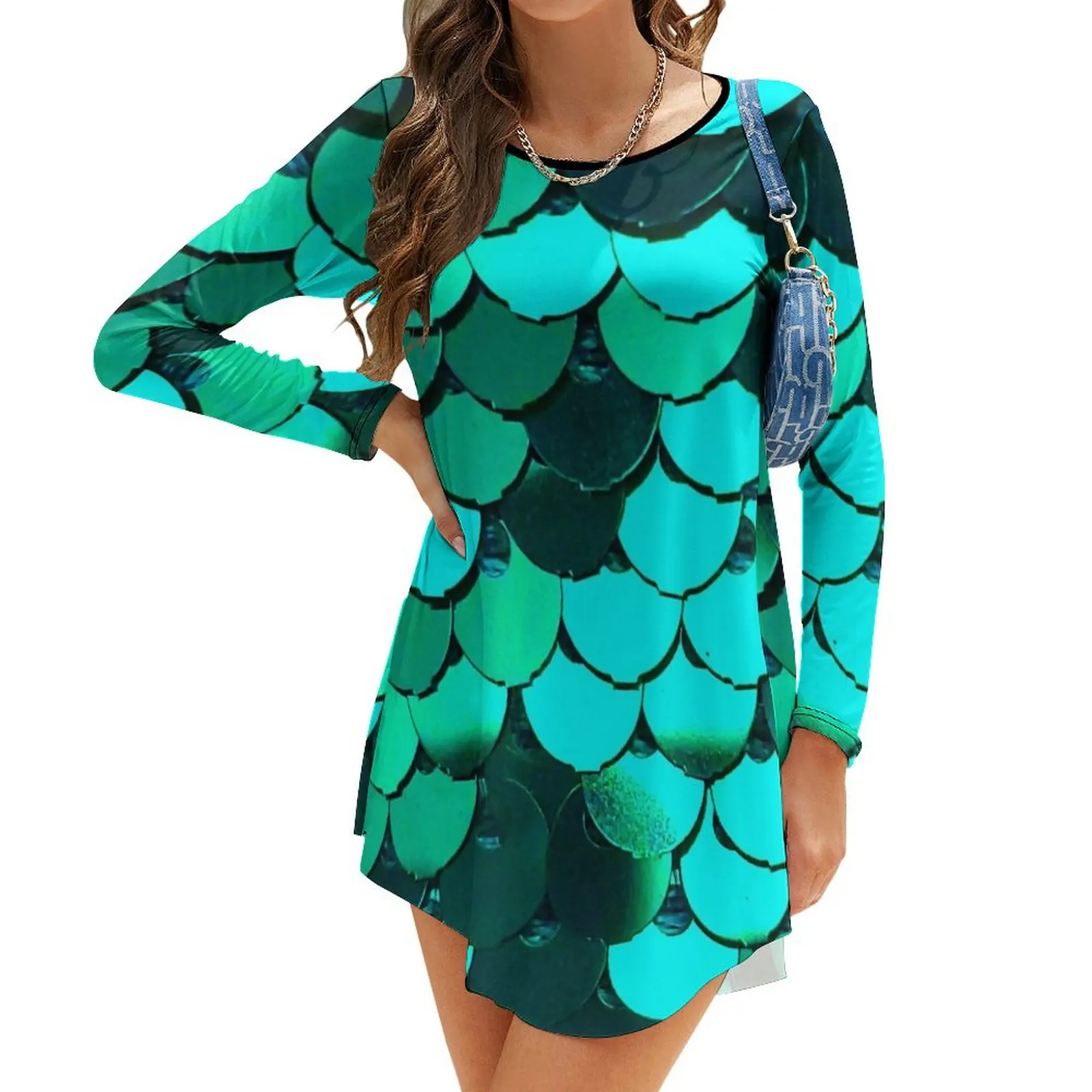 

Женское платье с длинным рукавом и блестками, большие размеры