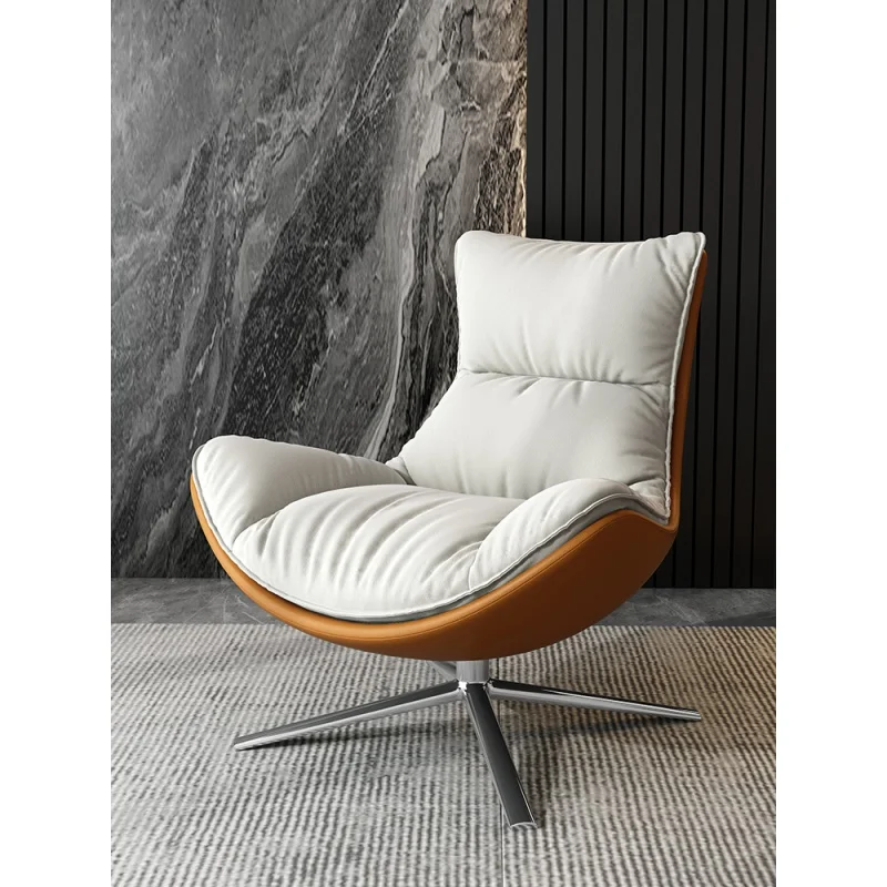 

Light Luxury Balcony Rotating Snail Chair Designer Genuine Leather down Single Sofa Nordic Living Room Lazy Leisure Chair