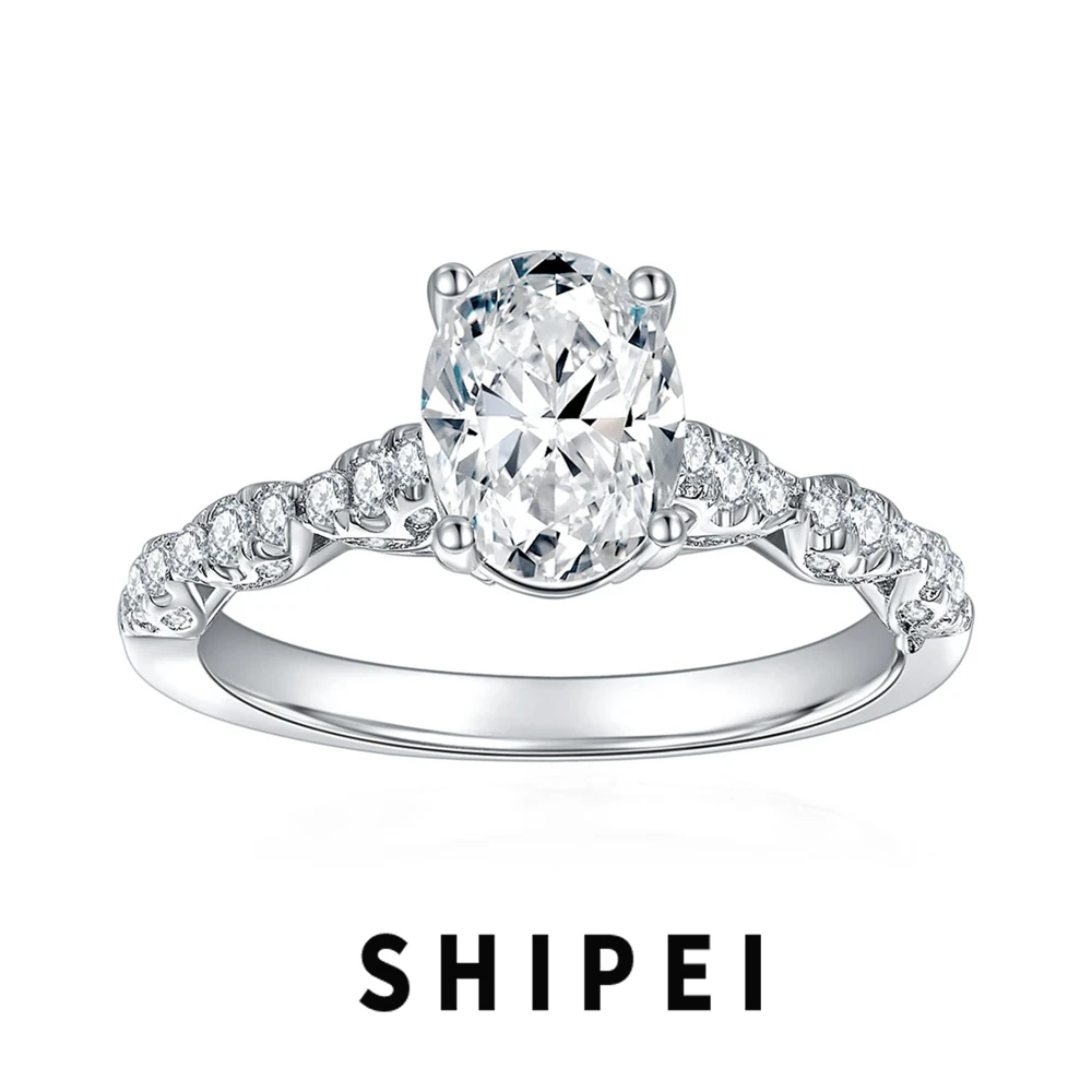 

SHIPEI 1.5CT Oval D Moissanite Diamond Women Ring Fine Jewelry Engagement Sparkling 100% 925 Sterling Silver Anniversary Gift