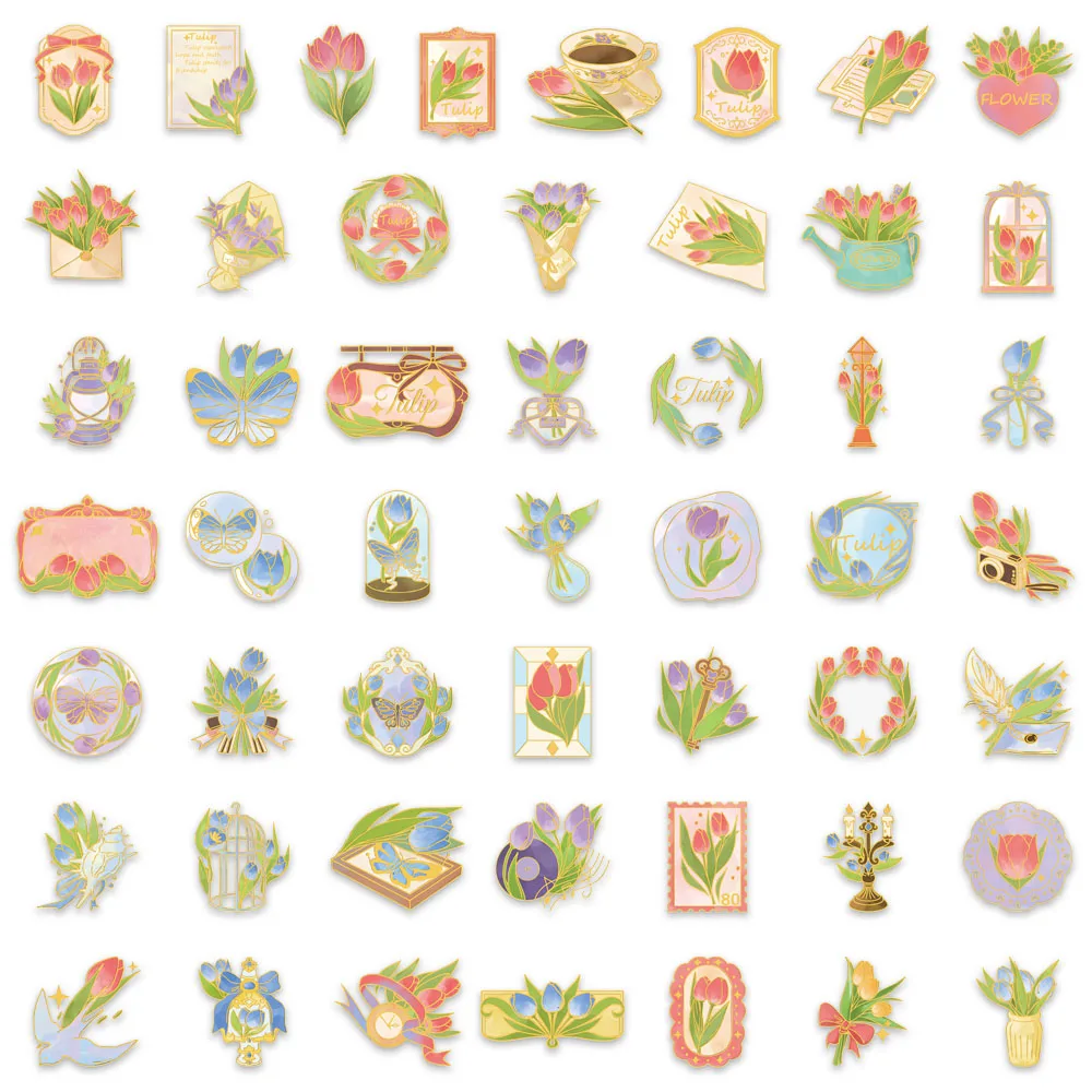 50PCS 옥금  테마 스티커 포장 장식 DIY 전화 케이스 장식 스티커 수제 데스크탑 스티커