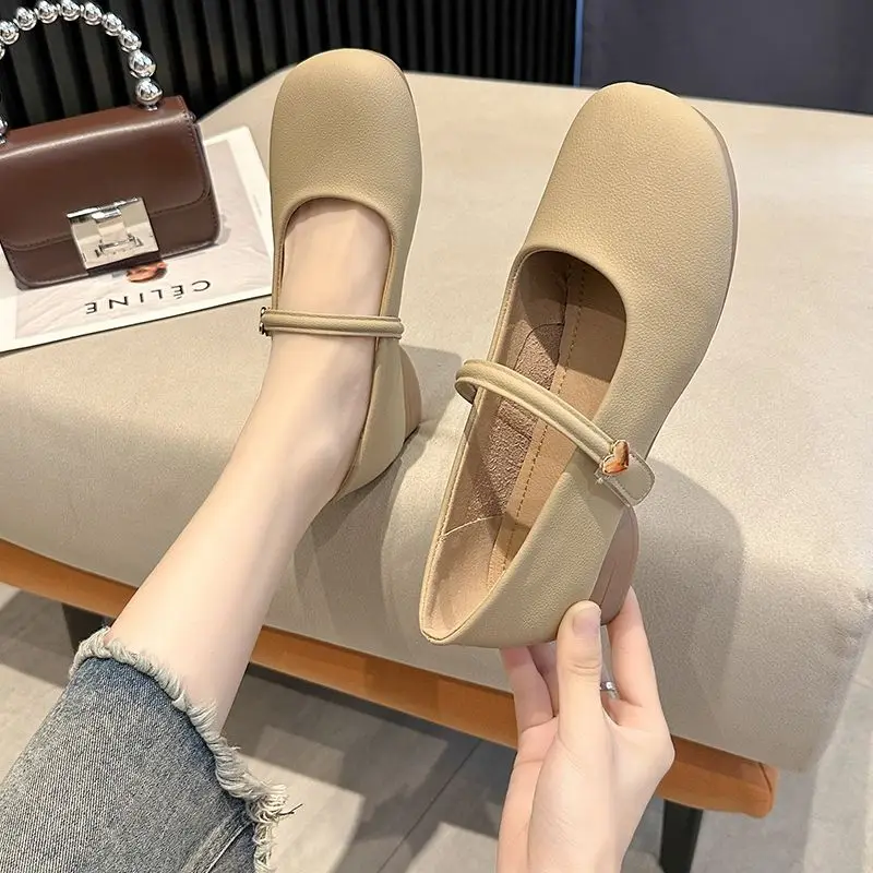 2024 Spring and Summer New Vintage Mary Jane Versatile Low-Cut Comfortable Soft Bottom Bean Shoes