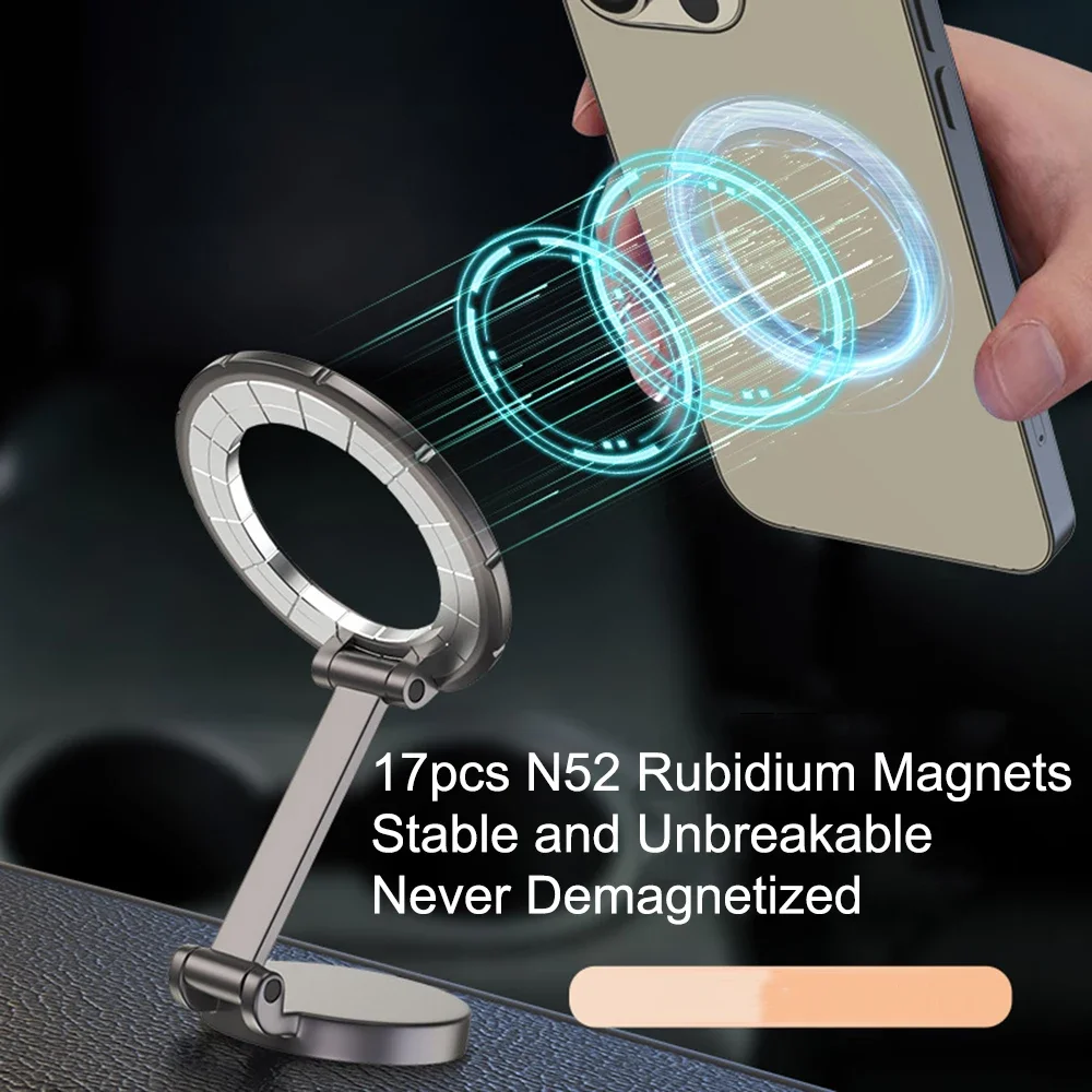 360° Rotating Magnetic Ring Phone Holder - Premium Aluminum Alloy, Foldable Design