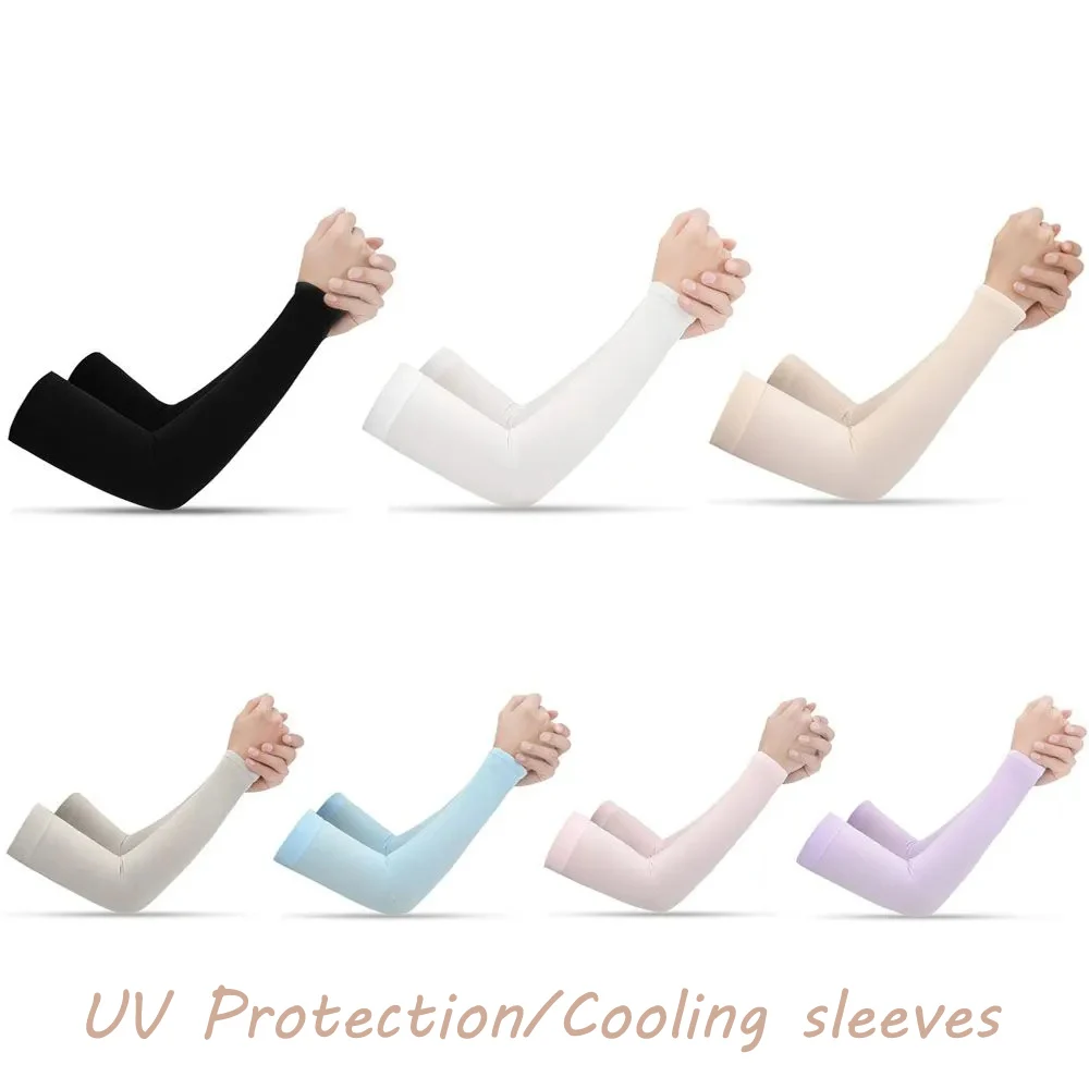 Cooling Arm Sleeves 2Pcs Sports UV Protection Warmers Sun Hand Cover for Running Fishing Cycling Summer