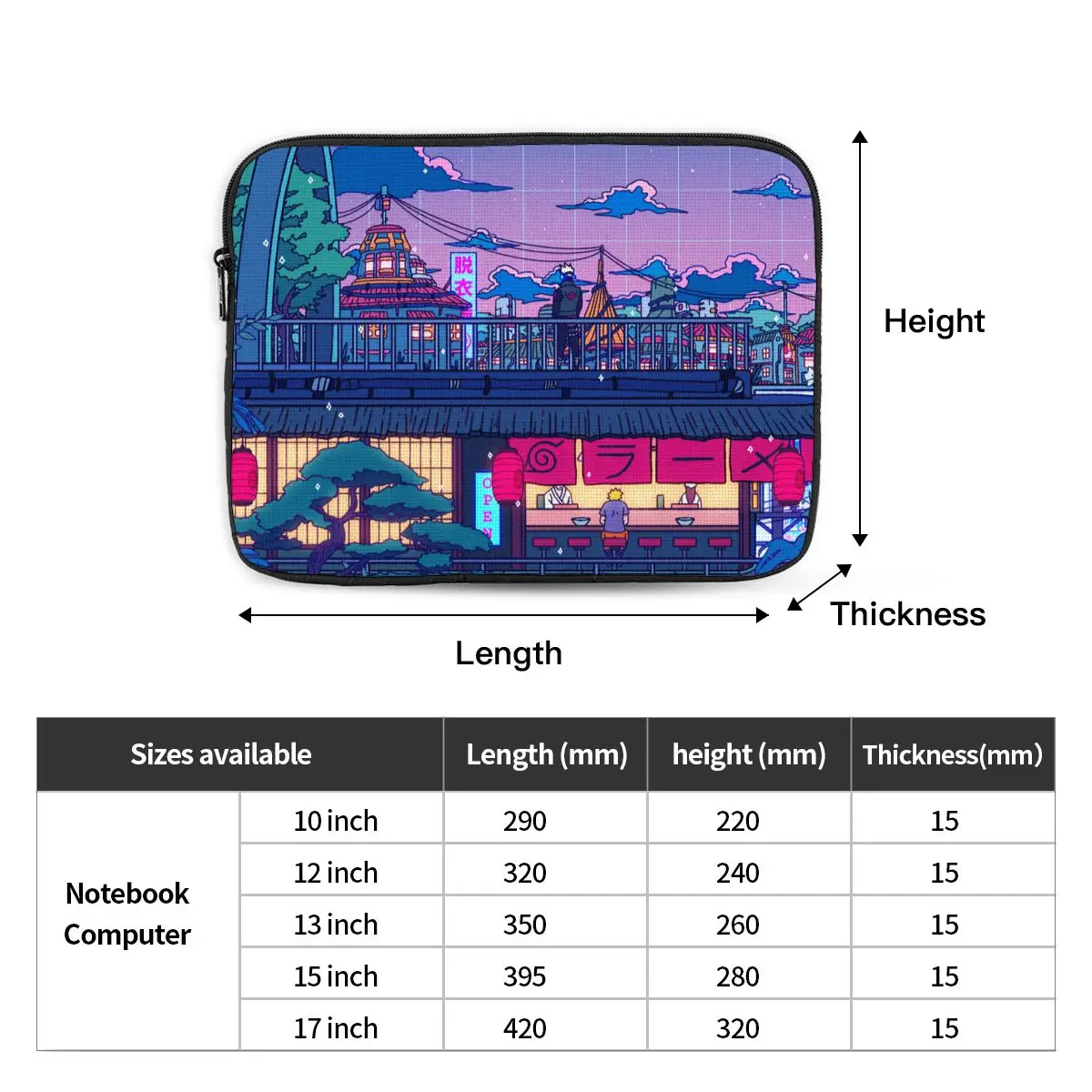 Laptop Notebook Bag Case Anime Manga City Night Kawaii Cool
