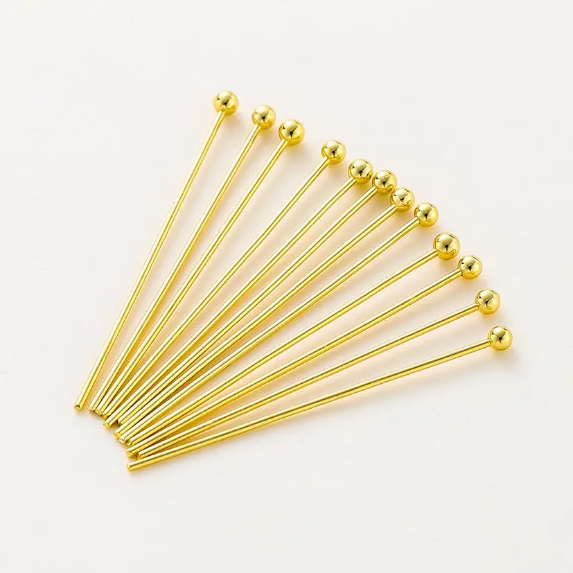 100pcs/lot 14k 18k Gold Plated 1650mm Ball Head Pins Diy Jewelry