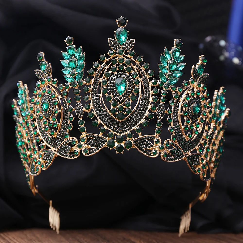 DIEZI 11 Colors Baroque Flower Full Crystal Tiara Crown For Women Wedding Luxury Dress Queen Bridal Bride Crown Hair Accessories