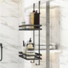 Stainless Steel Shower Caddy Hanging Bath Shelves Bathroom Organizer Nail-free Shampoo Storage Shelf Rack Bathroom Basket Holder 4
