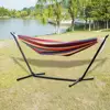 Hammock with Space Saving Metal Stand, Indoor Hammock Stand With Carrying Bag, Strong Striped Print Strong Load-Bearing 2