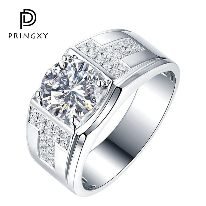

PEINGXY Classic 1 Carat Moissanite Diamond Ring For Men 925 Sterling Silver Platinum Plated Wedding Fine Jewelry Birthday Gift