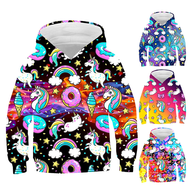 

3D Print Rainbow Pink Unicorn Hoodie Children Sweatshirt Women Hoodies Adults Pullover Rapper Streetwear Cloth Teenagers Hip Hop