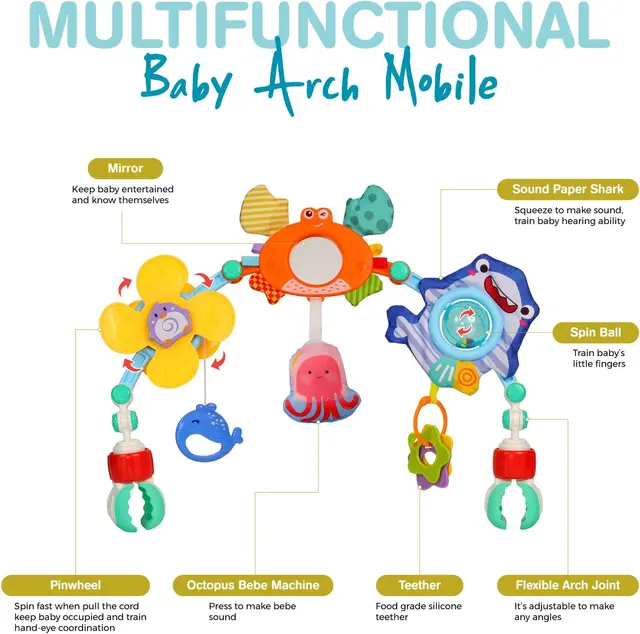 Bébé poussette arc jouet arche d'activité mobile réglable avec