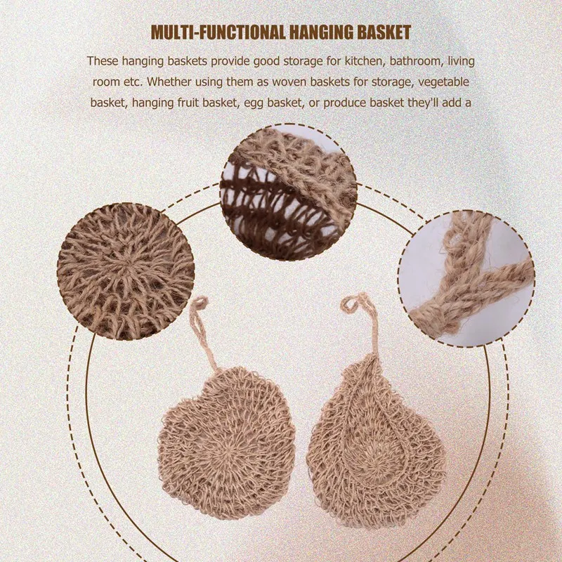 ABXF-Twine Onion Basket Hanging For Pantry, Potato Garlic Onion Pantry Storage Baskets, Boho Wall Baskets 2Pcs