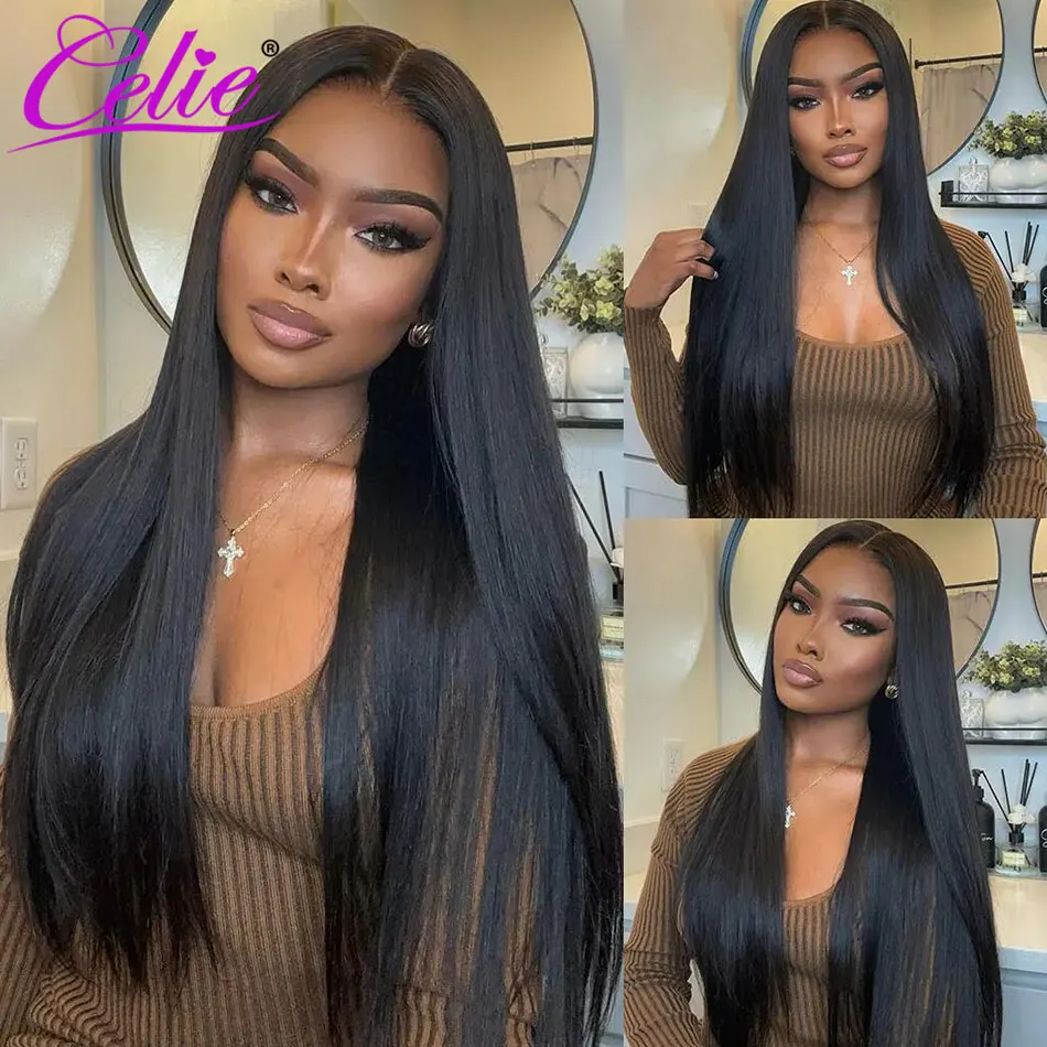 Celie Pre-bleached Bone Straight HD Lace Closure Wig 6&times;5 Pre-cut Lace Wear&Go Glueless Wig 200% 250% Pre Plucked Human Hair Wigs