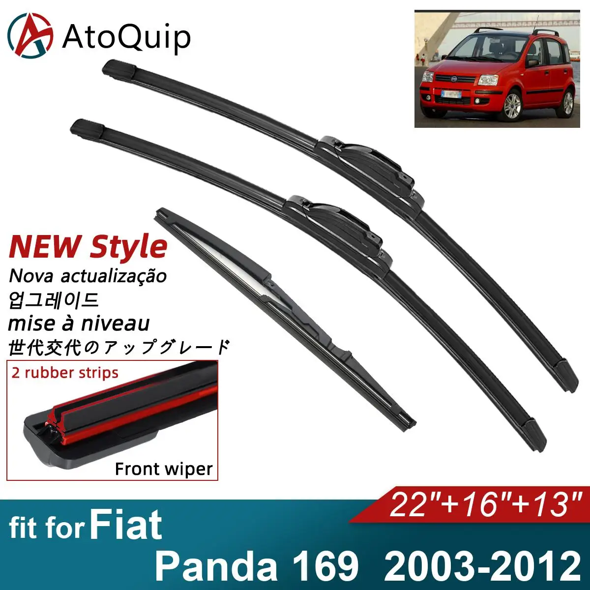 

Двойные резиновые автомобильные дворники для 2003-2012 Fiat Panda 169, передние аксессуары для автомобилей 2009 2010 2011 2012